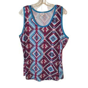 LuLaRoe Womens Tank Top Size 3XL Sleeveless Stretch Casual Comfort Aztec Pullon